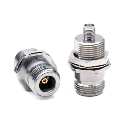 SMA Female To N Female 18Ghz Bulkhead Mount Waterproof Stainless Steel Rf Coax Connector