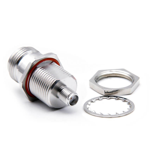 SMA Female To N Female 18Ghz Bulkhead Mount Waterproof Stainless Steel Rf Coax Connector