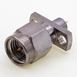 SMA Male Connector, 12.7 x 4.8mm / 0.500 x 0.190″ Flange 0.38mm / .015″ Pin