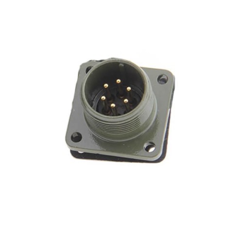 MS3102A14S-6P Straight 6 Pin Male Panel Socket Flange Aluminum Alloy Solder Thread Connector 5pcs