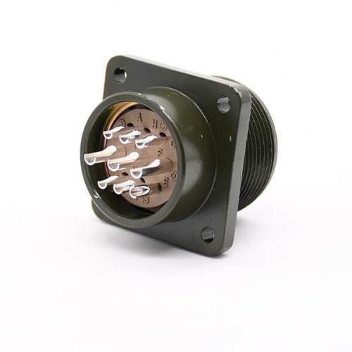 MS3102A20-18P Panel Mount Receptacle 9 Pin Solder Contacts Olive Drab Chromate Plating Connector