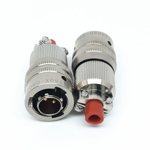 Electrical Circular Connectors Y50X-0802TJ2 Y50X-0802ZK10 2 Pin Straight Bayonet Coupling Cable Solder Cup