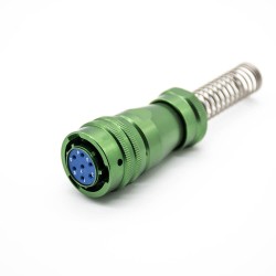 Y50X Connector 7 Pin Female Plug Straight Bayonet Coupling Solder Spring Aluminum Alloy