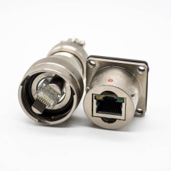 YW RJ-45 Interface Plug Socket Panel Mount Solder Cup Male Butt-Joint Female Bayonet Coupling 180°Connector