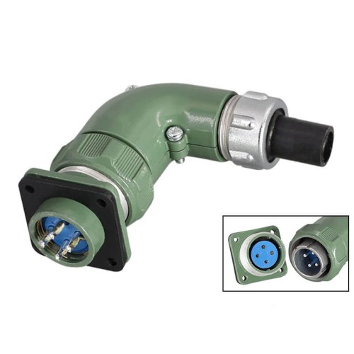 Right Angle Reverse Mount YD28 Series 4 Pin-TS+Z Male Plug Female Socket 25A Avation Connector