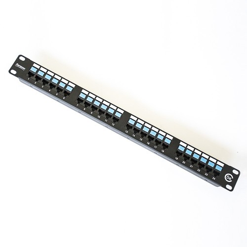 24 Ports Patch Panel Jack UTP CAT5E 19''1U With Back Bar