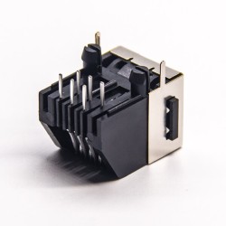 RJ11 6p6c Female Right Angled Shielded Jack Through Hole PCB Mount