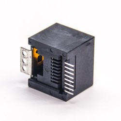 Black RJ45 Jack 8p8c Straight SMT PCB Mount Without LED