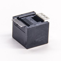 Black RJ45 Jack 8p8c Straight SMT PCB Mount Without LED