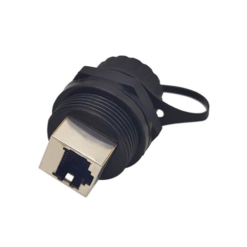 Cat6 RJ45 Shielded Industrial Panel Mount Bulkhead Female to Female Adapter IP67 With Dust Cap