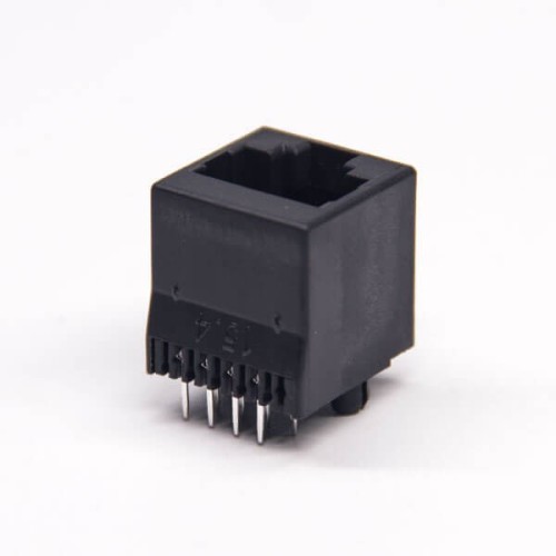 RJ45 180 Degree Couple Black Plastic Unshielded Jack without LED PCB Mount