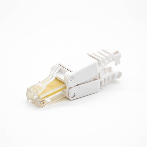 RJ45 Cat6 UTP Toolless Plug Straight Unshielded 8P8C White Plug