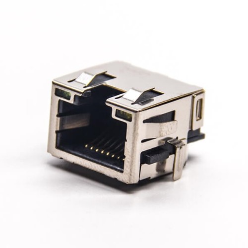 RJ45 Female 8p8c 90 Degree Offset Through Hole PCB Mount with LED EMI Shielded 20pcs