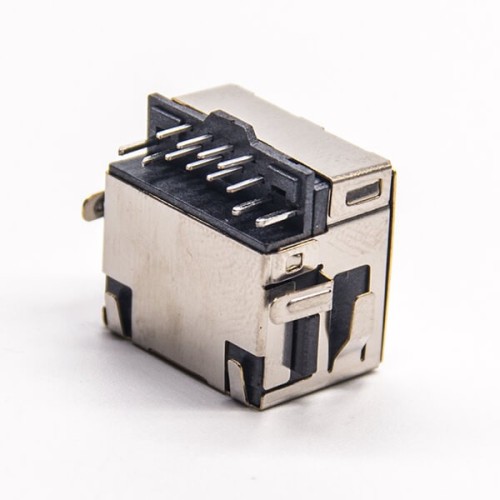 RJ45 Female 8p8c 90 Degree Offset Through Hole PCB Mount with LED EMI Shielded 20pcs