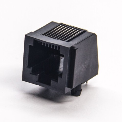 RJ45 Unshielded Black Plastic Shell 90 Degree Socket Through Hole without LED