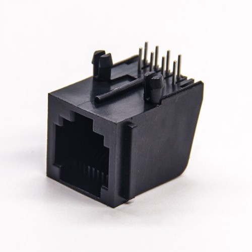 RJ45 Unshielded Black Plastic Shell 90 Degree Socket Through Hole without LED