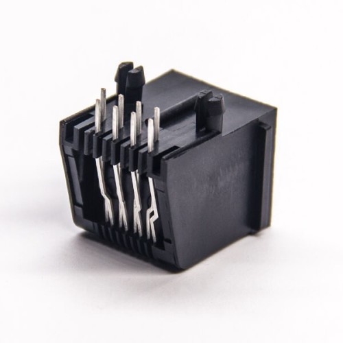 RJ45 Unshielded Black Plastic Shell 90 Degree Socket Through Hole without LED