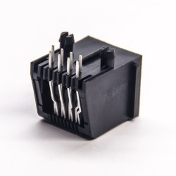 RJ45 Unshielded Black Plastic Shell 90 Degree Socket Through Hole without LED 20pcs