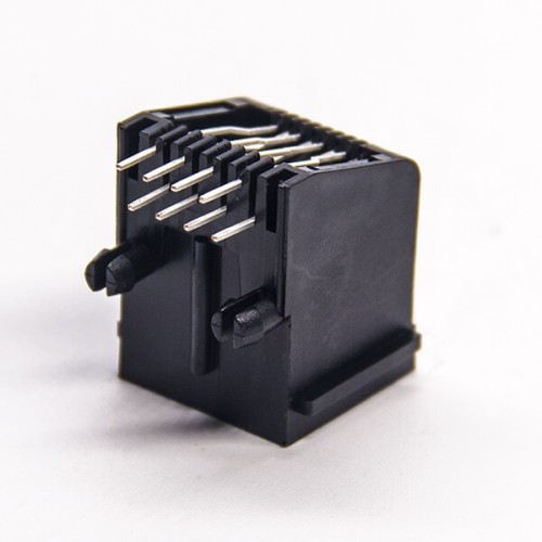 RJ45 Unshielded Black Plastic Shell 90 Degree Socket Through Hole without LED 20pcs