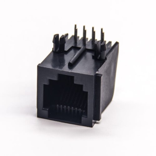 RJ45 Unshielded Black Plastic Shell 90 Degree Socket Through Hole without LED