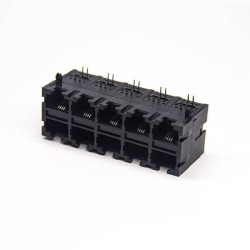 2*5 RJ9 Jack Right Angled Black Plastic Unshielded 4P4C