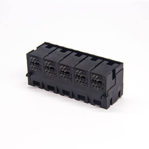 2*5 RJ9 Jack Right Angled Black Plastic Unshielded 4P4C