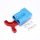 2 Way 600V 50Amp Blue Housing Battery Power Cable Connector with Red Plastic T-Bar Handle