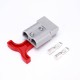 2 Way 600V 50Amp Grey Housing Battery Power Cable Connector with Red Plastic T-Bar Handle