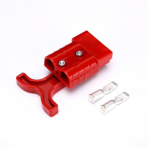 2 Way 600V 50Amp Red Housing Battery Power Cable Connector with Red Plastic T-Bar Handle