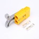 2 Way 600V 50Amp Yellow Housing Battery Power Cable Connector with Grey Plastic T-Bar Handle