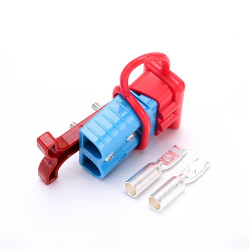 600V 120Amp Blue Housing 2 Way Battery Power Cable Connector Red T-Bar Handle and Dustproof Cover