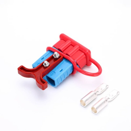 600V 120Amp Blue Housing 2 Way Battery Power Cable Connector Red T-Bar Handle and Dustproof Cover