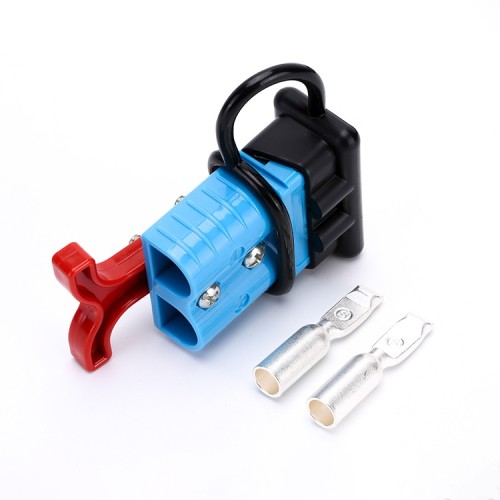 600V 120Amp Blue Housing 2 Way Battery Power Cable Connector Red T-Bar Handle Black Dustproof Cover