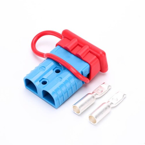 600V 120Amp Blue Housing 2 Way Battery Power Cable Connector with Red Dustproof Cover