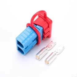 600V 120Amp Blue Housing 2 Way Battery Power Cable Connector with Red Dustproof Cover