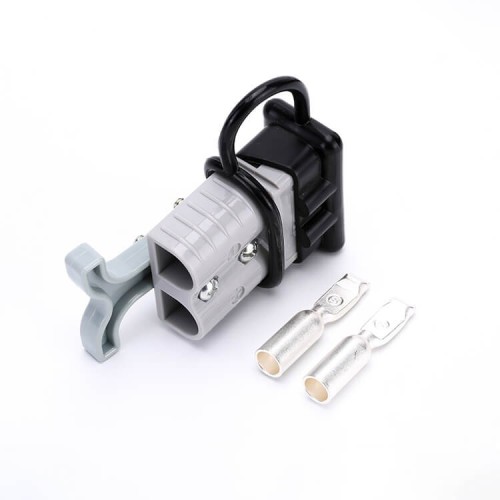 600V 120Amp Grey Housing 2 Way Battery Power Cable Connector Grey T-Bar Handle Black Dustproof Cover