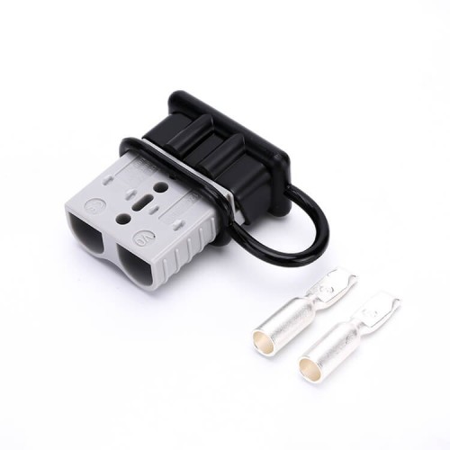 600V 120Amp Grey Housing 2 Way Battery Power Cable Connector with Black Dustproof Cover