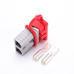 600V 120Amp Grey Housing 2 Way Battery Power Cable Connector with Red Dustproof Cover