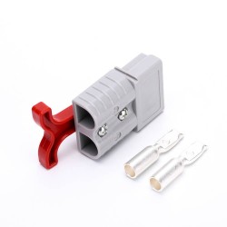 600V 120Amp Grey Housing 2 Way Battery Power Cable Connector with Red Plastic T-Bar Handle