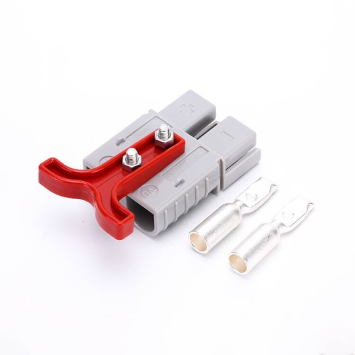 600V 120Amp Grey Housing 2 Way Battery Power Cable Connector with Red Plastic T-Bar Handle