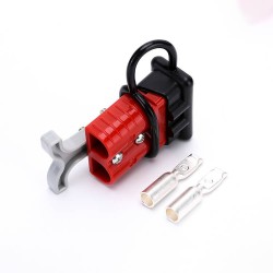 600V 120Amp Red Housing 2 Way Battery Power Cable Connector Grey T-Bar Handle and Black Dustproof Cover