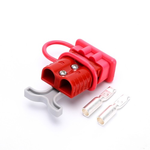 600V 120Amp Red Housing 2 Way Battery Power Cable Connector Grey T-Bar Handle Red Dustproof Cover