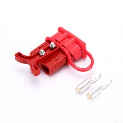 600V 120Amp Red Housing 2 Way Battery Power Cable Connector Red T-Bar Handle and Dustproof Cover