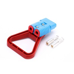 600V 175Amp Blue Housing 2 Way Battery Power Cable Connector with Plastic Red Triangle Handle