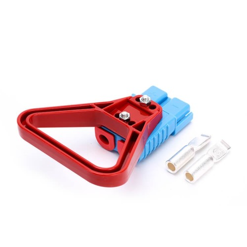 600V 175Amp Blue Housing 2 Way Battery Power Cable Connector with Plastic Red Triangle Handle