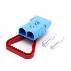 600V 350Amp Blue Housing 2 Way Battery Power Cable Connector with Plastic Red Triangle Handle