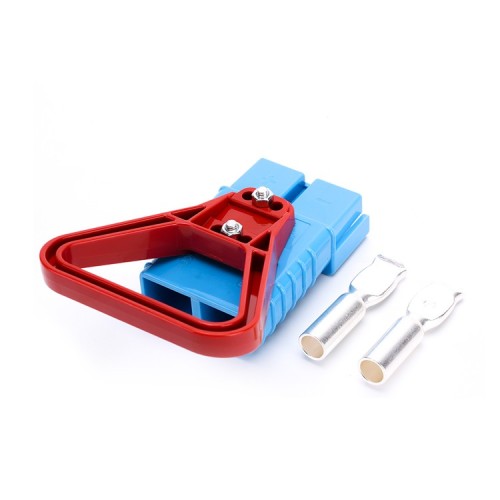 600V 350Amp Blue Housing 2 Way Battery Power Cable Connector with Plastic Red Triangle Handle