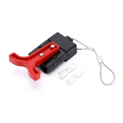 600V 50Amp Black Housing 2 Way Battery Power Cable Connector Red T-Bar Handle and Black Internal Protective