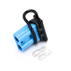 600V 50Amp Blue Housing 2 Way Battery Power Cable Connector Black Dustproof Cover