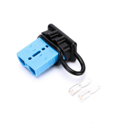 600V 50Amp Blue Housing 2 Way Battery Power Cable Connector Black Dustproof Cover